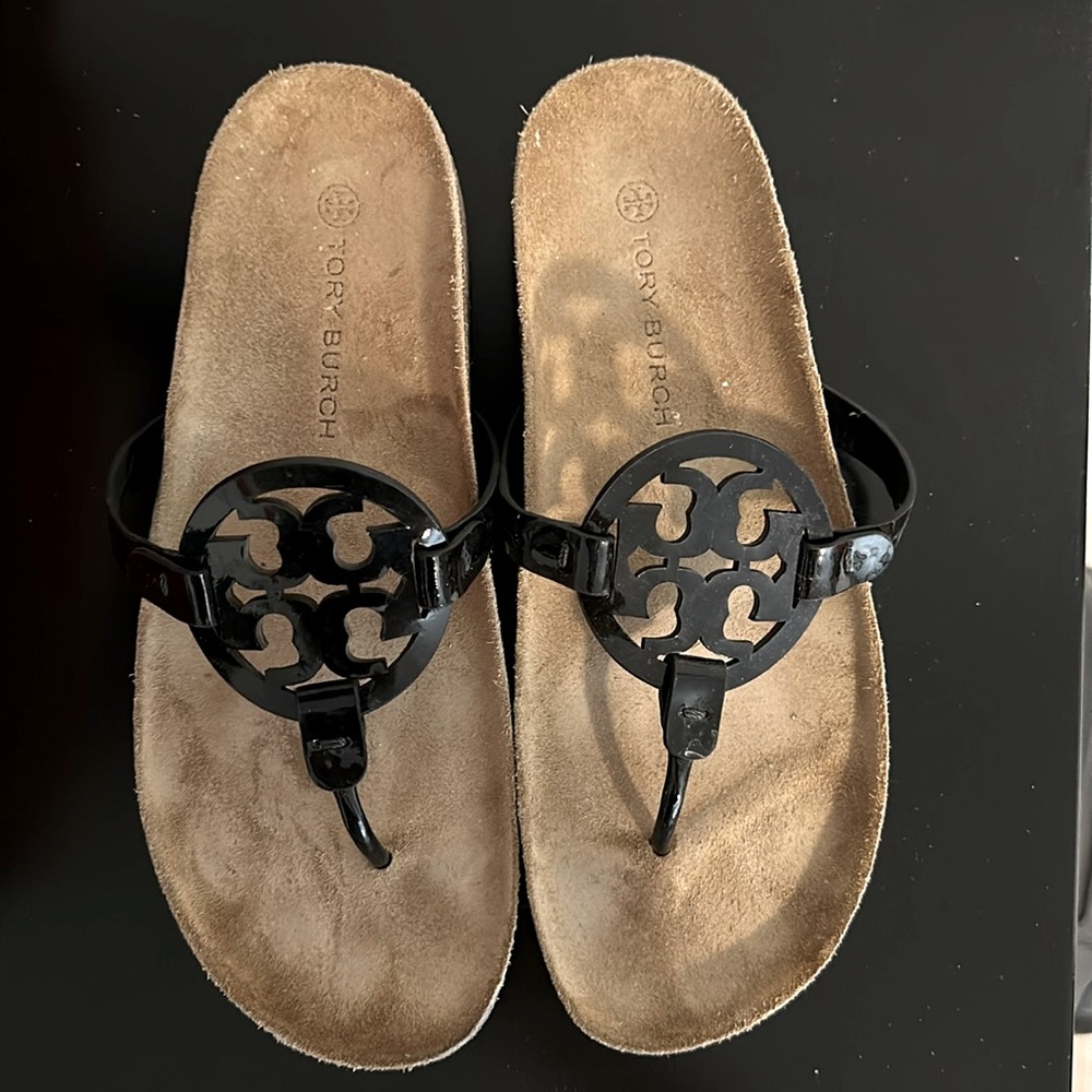 Tory Burch size 11 Miller cloud patent leather and cork sandals